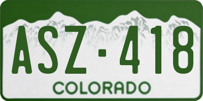 CO license plate ASZ418