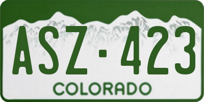 CO license plate ASZ423