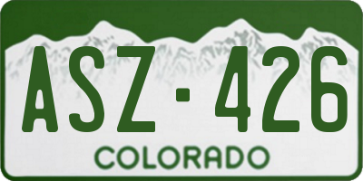 CO license plate ASZ426