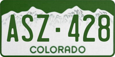 CO license plate ASZ428