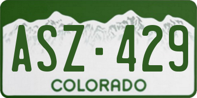 CO license plate ASZ429