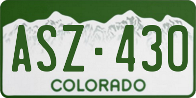 CO license plate ASZ430