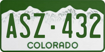 CO license plate ASZ432