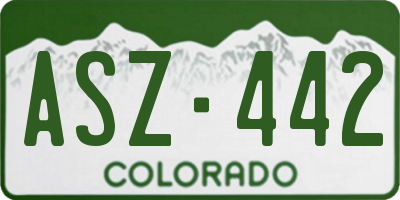 CO license plate ASZ442