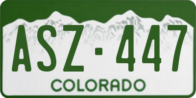 CO license plate ASZ447