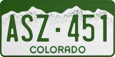 CO license plate ASZ451