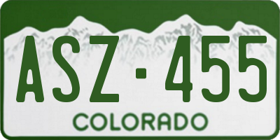 CO license plate ASZ455