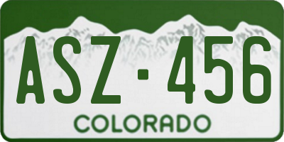CO license plate ASZ456