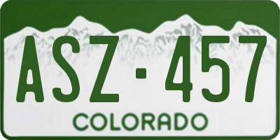 CO license plate ASZ457