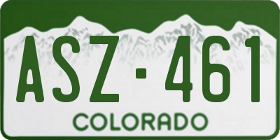 CO license plate ASZ461