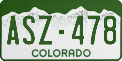 CO license plate ASZ478
