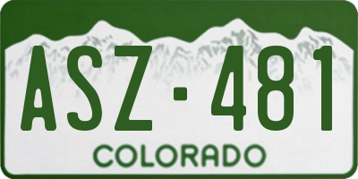 CO license plate ASZ481