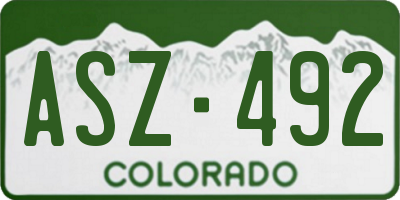 CO license plate ASZ492