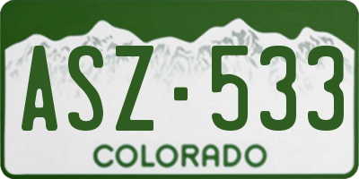 CO license plate ASZ533