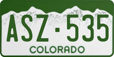 CO license plate ASZ535
