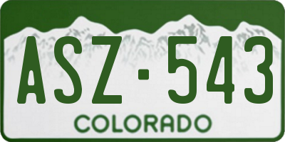CO license plate ASZ543