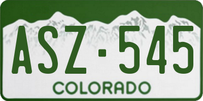 CO license plate ASZ545