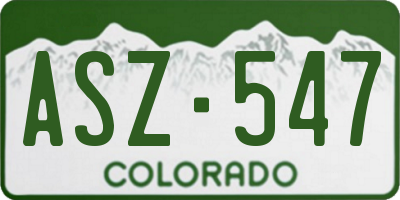 CO license plate ASZ547