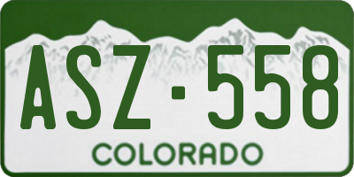 CO license plate ASZ558