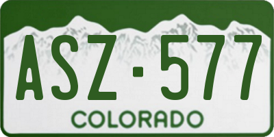 CO license plate ASZ577