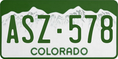 CO license plate ASZ578