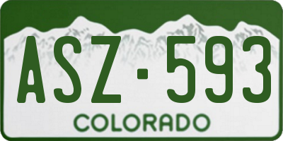 CO license plate ASZ593