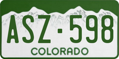CO license plate ASZ598
