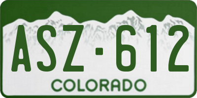 CO license plate ASZ612