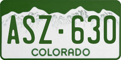 CO license plate ASZ630