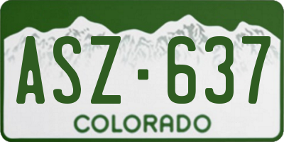 CO license plate ASZ637