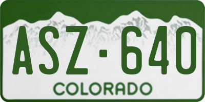 CO license plate ASZ640
