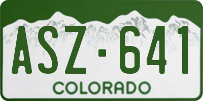 CO license plate ASZ641