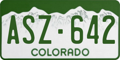 CO license plate ASZ642