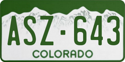 CO license plate ASZ643