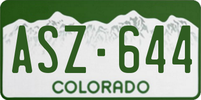 CO license plate ASZ644