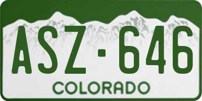 CO license plate ASZ646