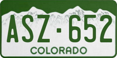 CO license plate ASZ652