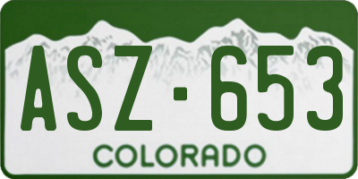 CO license plate ASZ653
