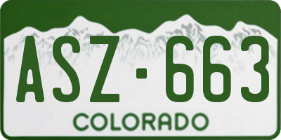 CO license plate ASZ663