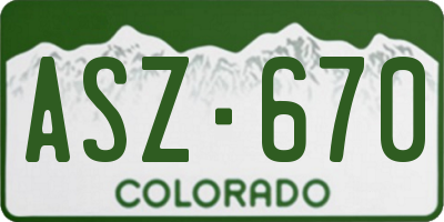 CO license plate ASZ670