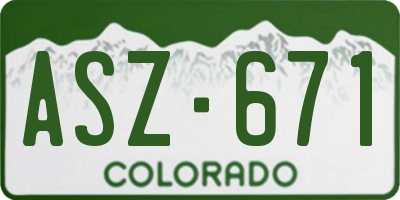 CO license plate ASZ671
