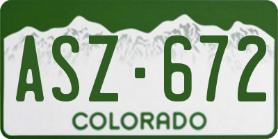 CO license plate ASZ672