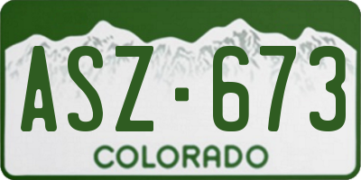 CO license plate ASZ673