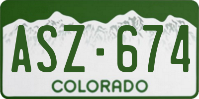 CO license plate ASZ674