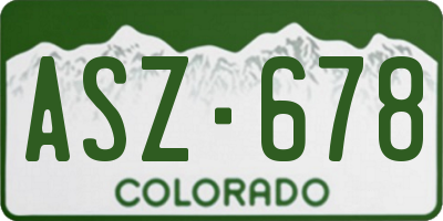 CO license plate ASZ678