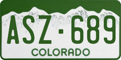 CO license plate ASZ689