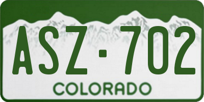CO license plate ASZ702