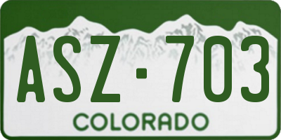 CO license plate ASZ703