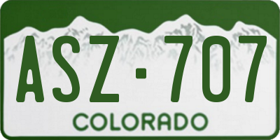 CO license plate ASZ707