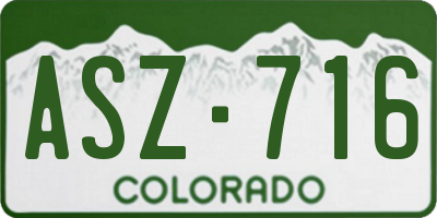 CO license plate ASZ716